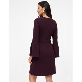 KIBO Casual Women's Solid Polyester Sheath Mini Dress - Maroon/Wine