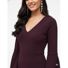 KIBO Casual Women's Solid Polyester Sheath Mini Dress - Maroon/Wine