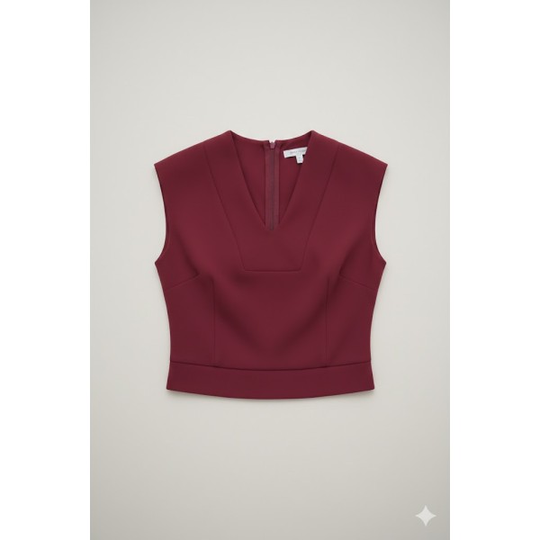 Women’s Maroon Sleeveless Wrap Neck Top