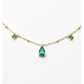 Delicate Green Stone Charm Necklace