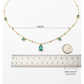 Delicate Green Stone Charm Necklace