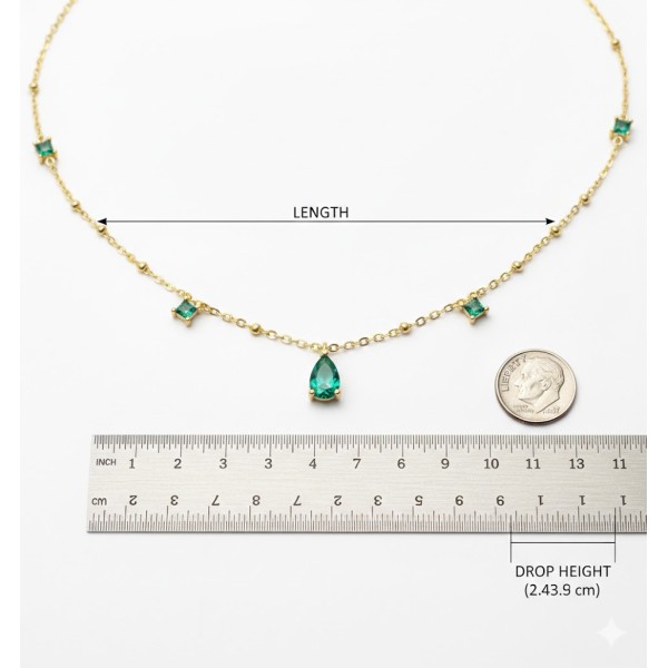 Delicate Green Stone Charm Necklace