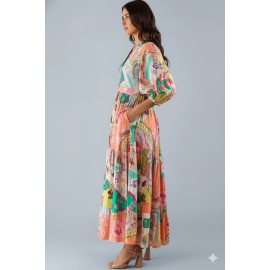 Multicolor Bohemian Tiered Maxi Dress