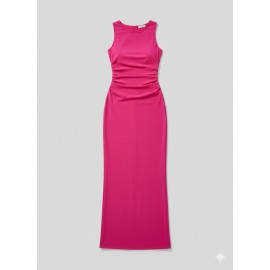 Hot Pink Ruched Bodycon Maxi Dress