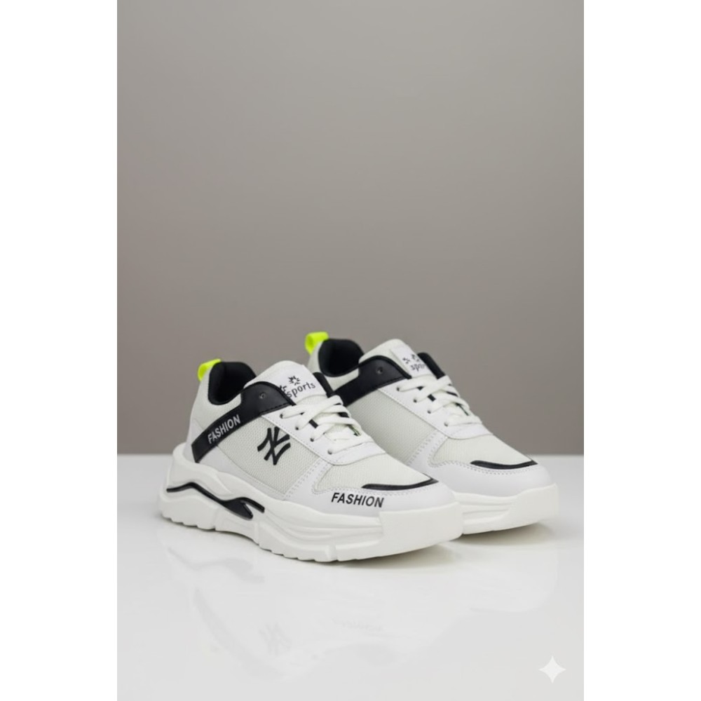 Men’s Lightweight Fashion Sneakers – White & Black