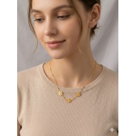 Minimal Gold Flower Charm Necklace