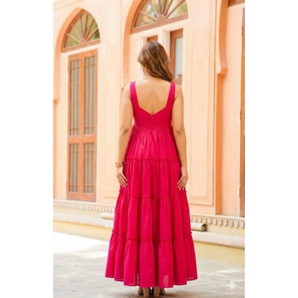 hot pink tiered maxi dress fuchsia ruffle gown women