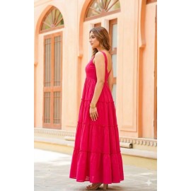 Hot Pink Tiered Maxi Dress | Fuchsia Ruffle Gown for Women