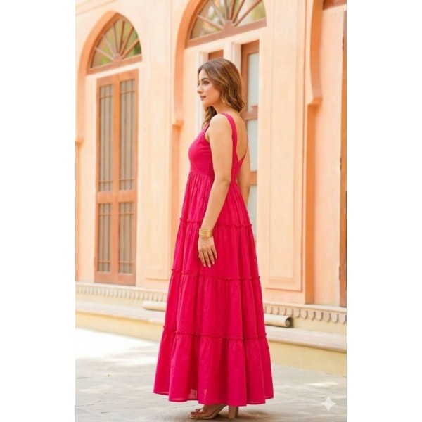 hot pink tiered maxi dress fuchsia ruffle gown women