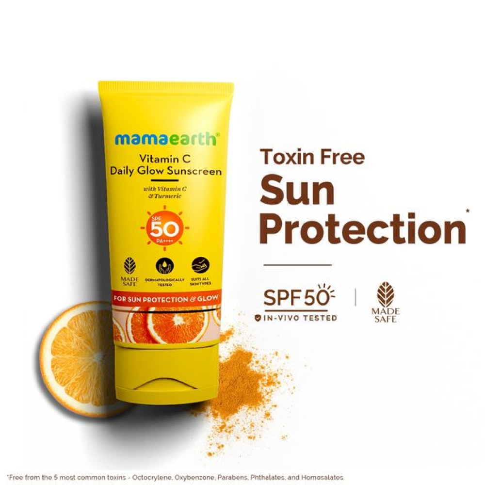 Mamaearth Vitamin C Daily Glow Sunscreen SPF 50 PA++++ with Vitamin C & Turmeric - 80g