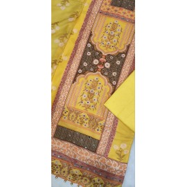 Mirror Work Maslin Kurti Set with Dupatta | Digital Print |