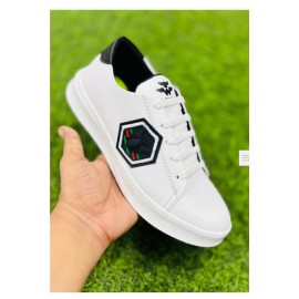 White Casual Sneakers for Men – Stylish Lace-Up Shoes