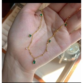Delicate Green Stone Charm Necklace