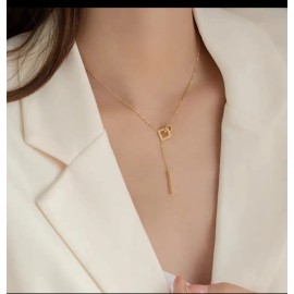 Minimalist Gold-Tone Geometric Drop Necklace for Women