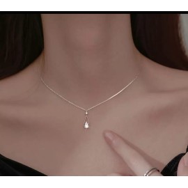 Gold-Tone Teardrop Crystal Pendant Necklace