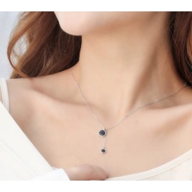 Black Dual Circle Pendant Necklace