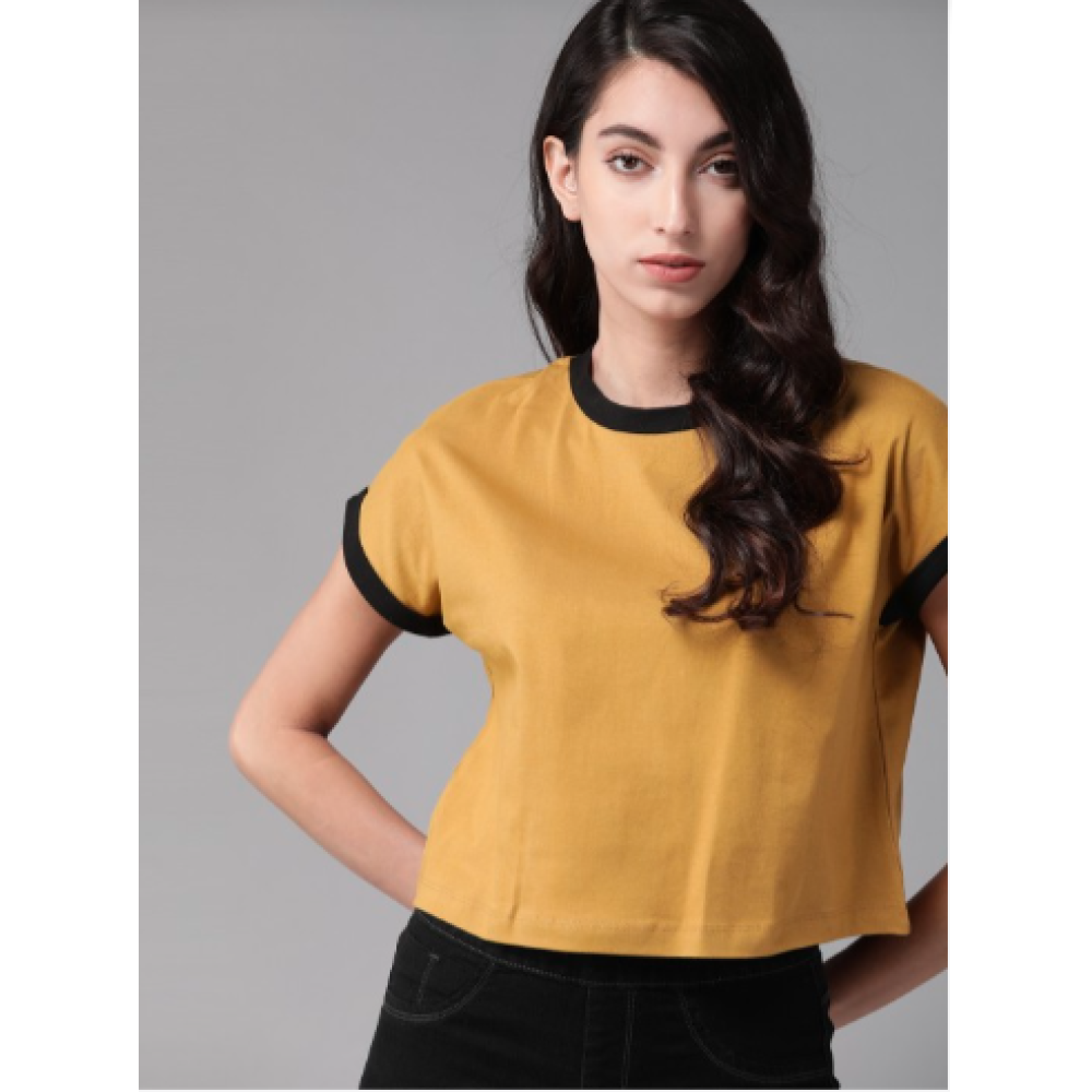 Khaki Chic: The Lifestyle Co Women's Pure Cotton Cropped Tee - Ultimate Comfort & Style!