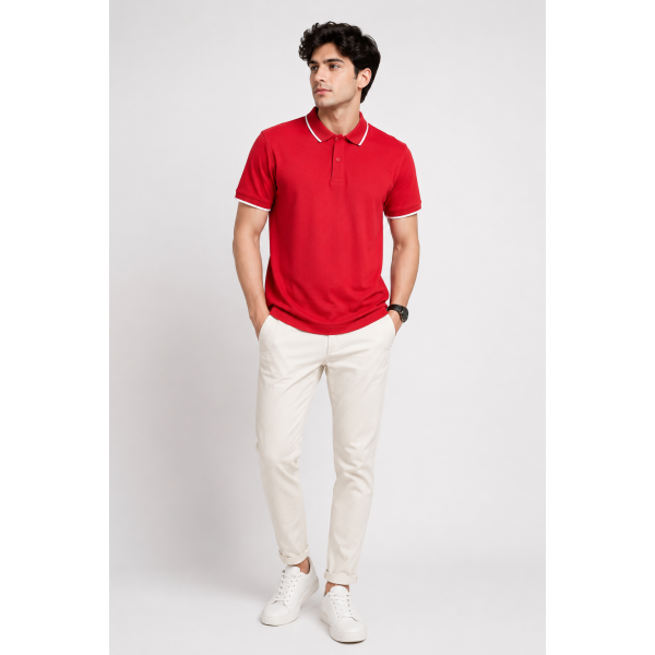 Ecoblend Polo Tees Combo Pack of 3 – Grey Melange, Red & Beige