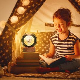 Fire Turtle Glass Lamp 3D Crystal Ball Astronomy Night Lamp with Base for Living Room