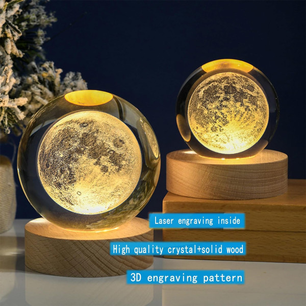 Fire Turtle Glass Lamp 3D Crystal Ball Astronomy Night Lamp with Base for Living Room