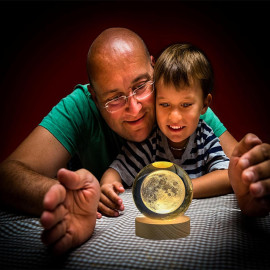 Fire Turtle Glass Lamp 3D Crystal Ball Astronomy Night Lamp with Base for Living Room