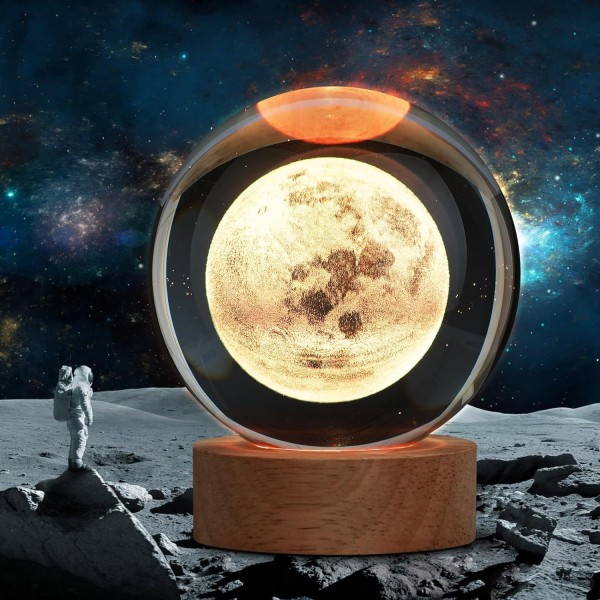 Fire Turtle Glass Lamp 3D Crystal Ball Astronomy Night Lamp with Base for Living Room