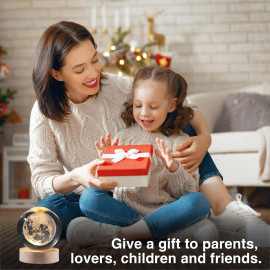 Fire Turtle Glass Lamp 3D Crystal Ball Astronomy Night Lamp with Base for Living Room