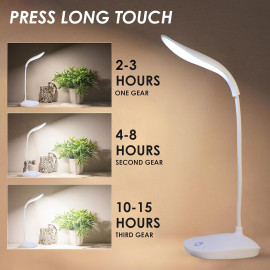 Rechargeable Battery-Operated Desk Lamp – 3-Level Brightness LED Study Light with Touch Control & Eye-Caring Design