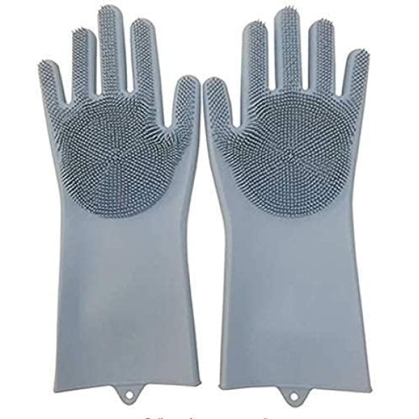 Silicone Hand Gloves for Dishwashing – Multi-Purpose Cleaning Gloves for Kitchen, Bathroom & Car (Pack of 1 Pair, Multicolor)