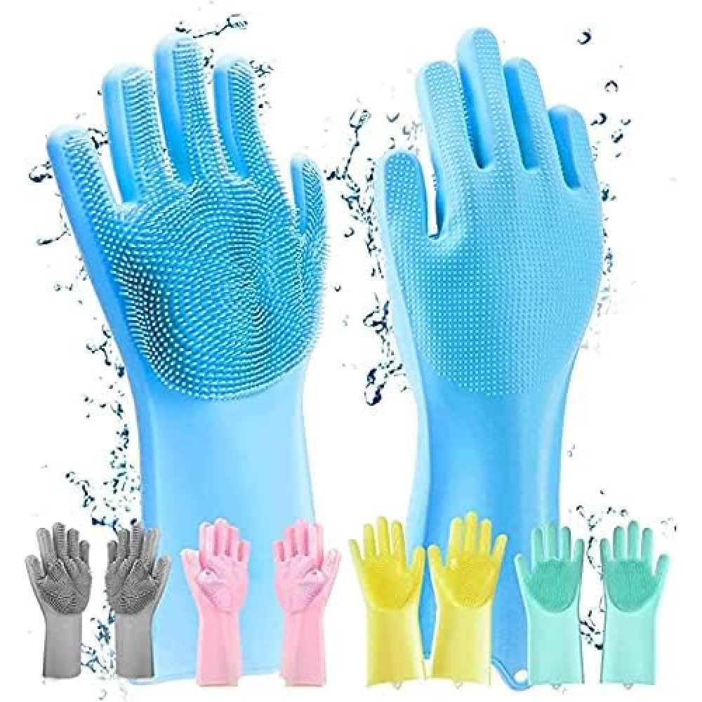 Silicone Hand Gloves for Dishwashing – Multi-Purpose Cleaning Gloves for Kitchen, Bathroom & Car (Pack of 1 Pair, Multicolor)