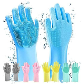 Silicone Hand Gloves for Dishwashing – Multi-Purpose Cleaning Gloves for Kitchen, Bathroom & Car (Pack of 1 Pair, Multicolor)