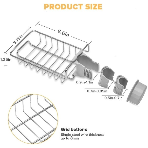 Stainless Steel Sink Faucet Storage Rack – Modern Kitchen Organizer for Sponges & Cleaning Essentials