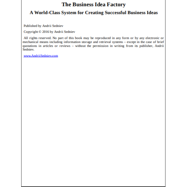 The Business Idea Factory_ A World-Class System for Creating Successful Business Ideas