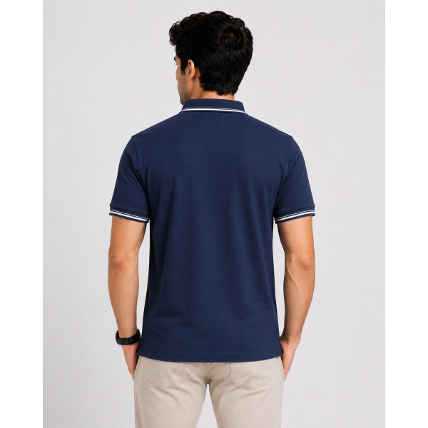 Primo Knit Dotcell Polo T-Shirt - Navy Blue t shirt