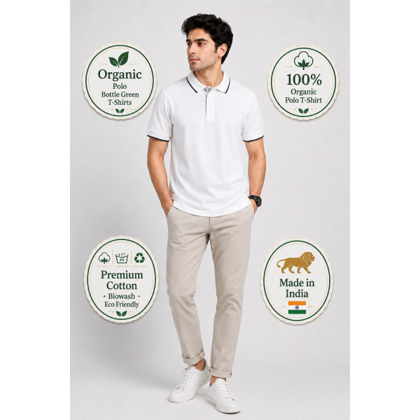 Ecoblend Polo Tees White - Medium t shirt