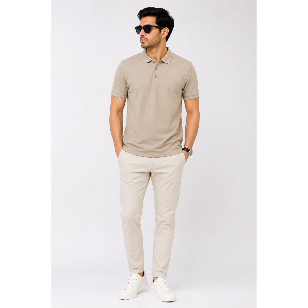 Plain Ecoblend Polo Tees Beige t shirt