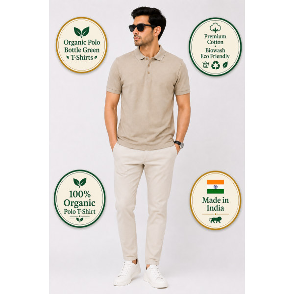 Plain Ecoblend Polo Tees Beige t shirt