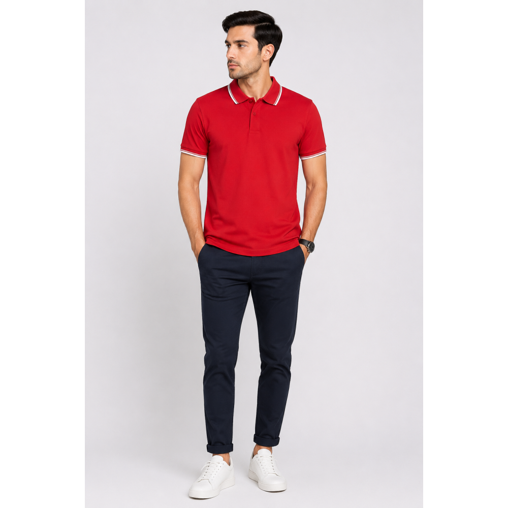 Primo Knit Dotcell Polo T-Shirt - Red