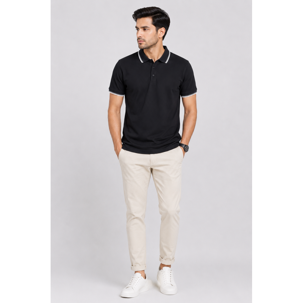 Primo Knit Dotcell Polo T-Shirt - Black