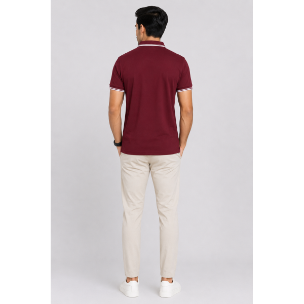 Primo Knit Dotcell Polo T-Shirt - Maroon