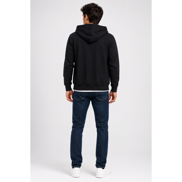 URBAN HOOD Black With Zip Through Hoodie