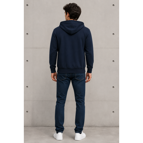 URBAN Hood Navy Blue Without Zip Through Hoodie