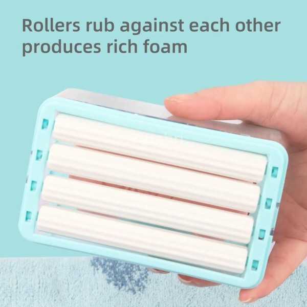 Satsun Easy Cloth Plastic Washing Soap Roller, Dispenser Case with Lid Having Roller Viral Soap Roller