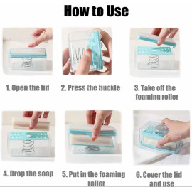 Satsun Easy Cloth Plastic Washing Soap Roller, Dispenser Case with Lid Having Roller Viral Soap Roller