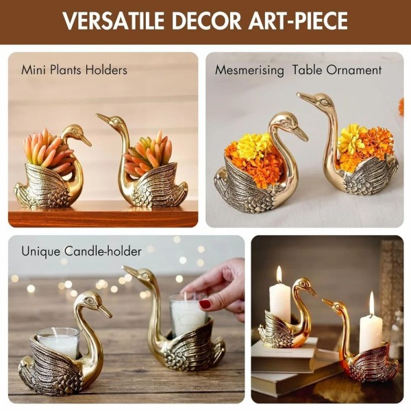 Pair of Swans for Good Luck and Love Candle Holder for Home Decor Tabletop Living Room