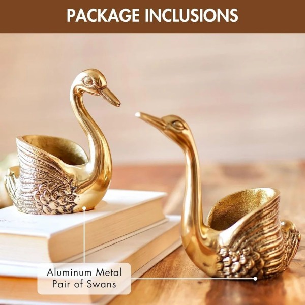 Pair of Swans for Good Luck and Love Candle Holder for Home Decor Tabletop Living Room