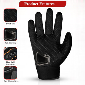 Black Polyester Probiker Bike Riding Gloves, Striped