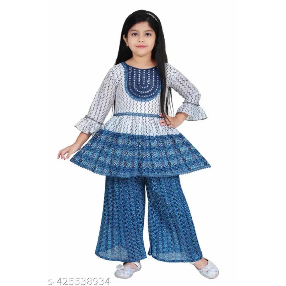 Girls Printed Top Palazzo Set