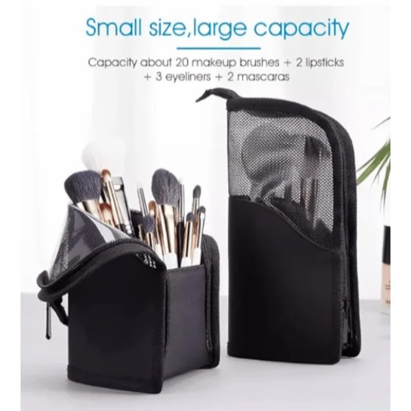 2 in 1 Makeup Pouches for Women Portable Makeup Brush Bag Holder Makeup Brush Organizer Travel