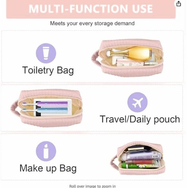 Cosmetic Makeup Bag Portable Travel Toiletry Storage Pouch For Women Fashion Zipper Makeup Brush Bag